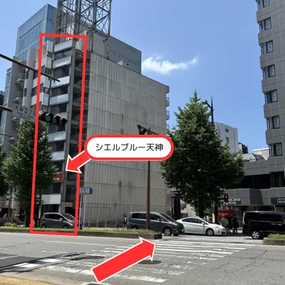 昭和通りにでたら横断歩道を渡ってください