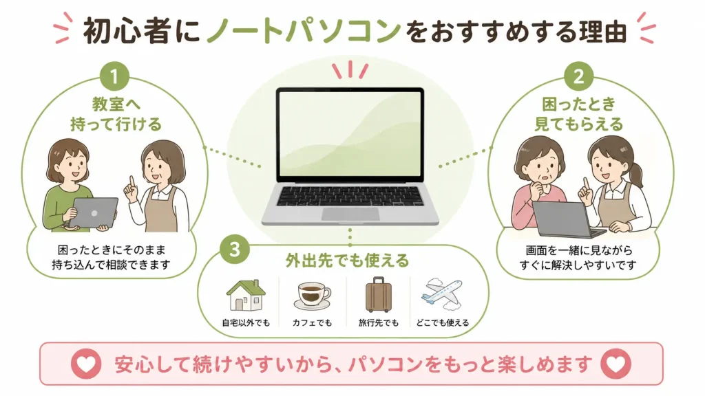 初心者にノートパソコンをおすすめする3つの理由
