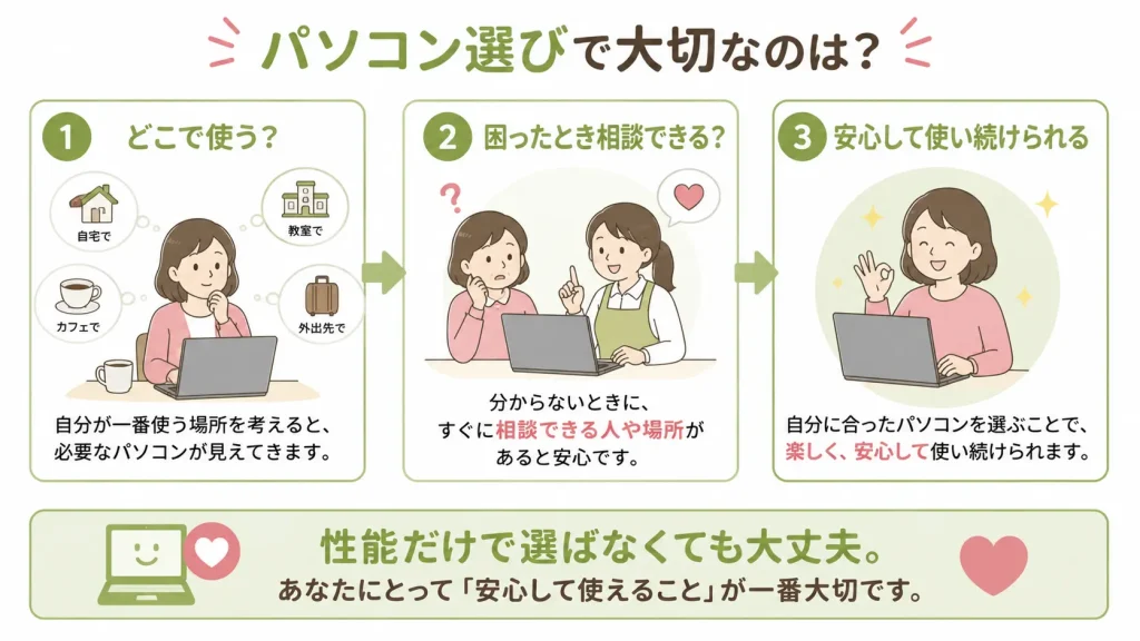パソコン選びで大切な3つのポイント