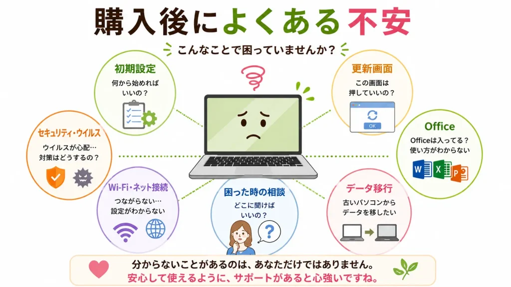 購入後によくある不安をまとめた図