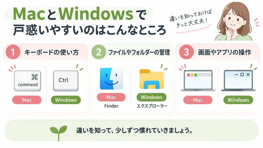 MacとWindowsで戸惑いやすいキーボード・ファイル管理・画面操作の違い